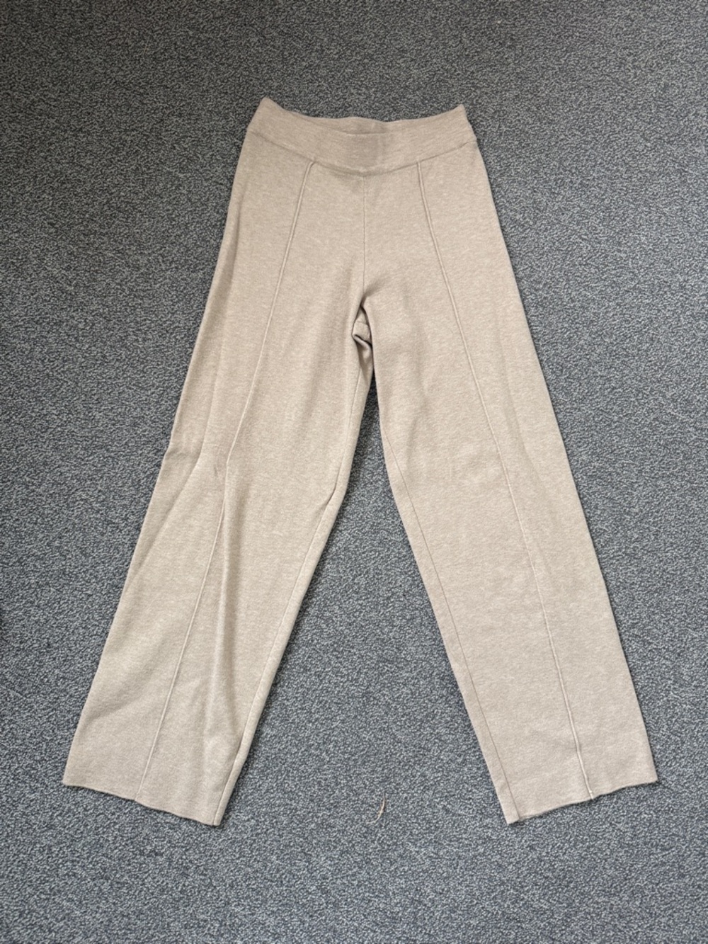 Marled Straight-Leg Knit Pants in Light Taupe